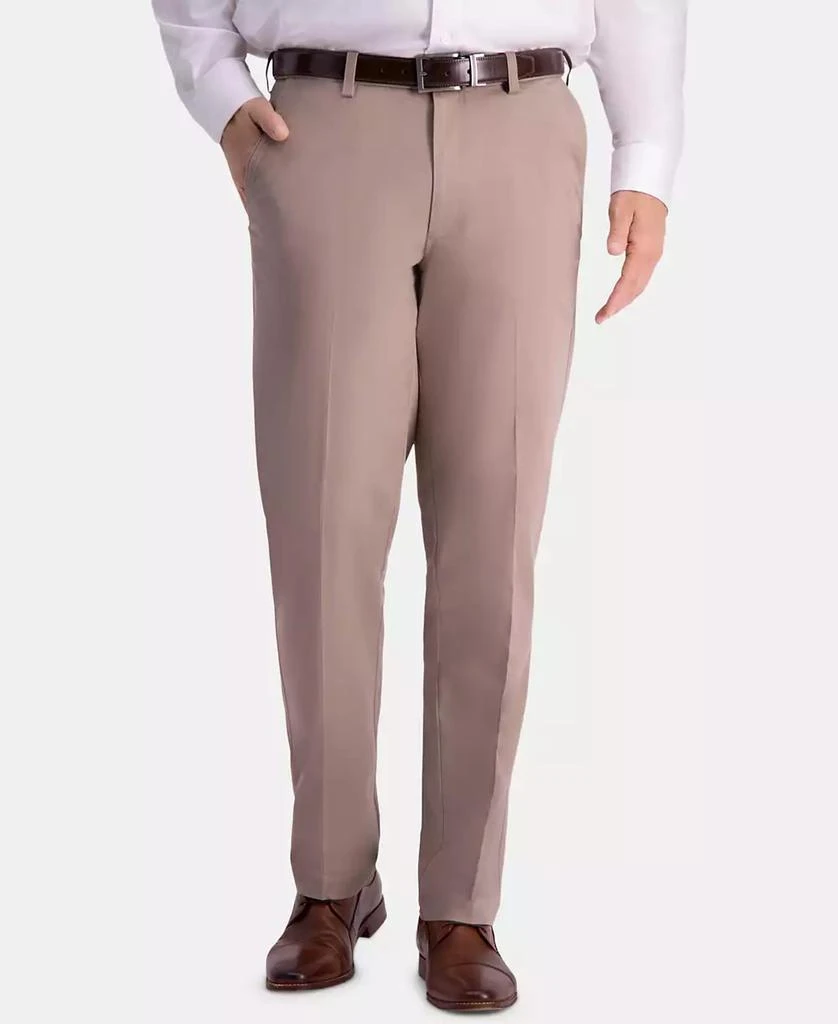Haggar Men's Premium Comfort Khaki Classic-Fit 2-Way Stretch Wrinkle Resistant Flat Front Stretch Casual Pants 1
