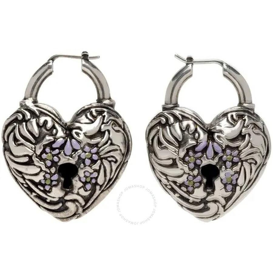 Acne Studios Ladies Antique Silver Heart-Shaped Earrings