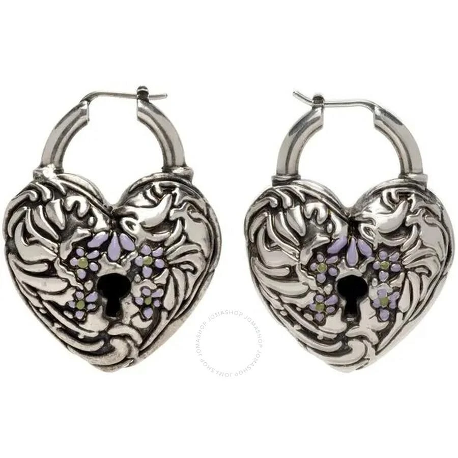 Acne Studios Ladies Antique Silver Heart-Shaped Earrings 1