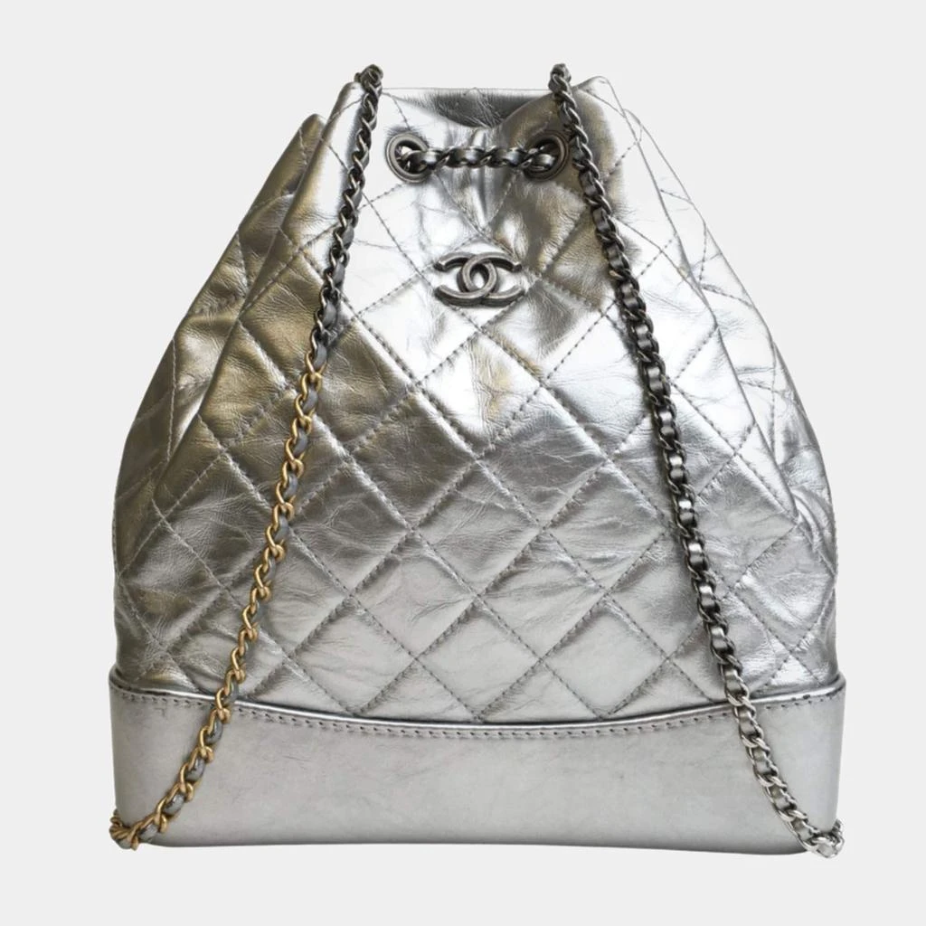 Chanel Chanel Silver Leather Gabrielle Backpacks 1