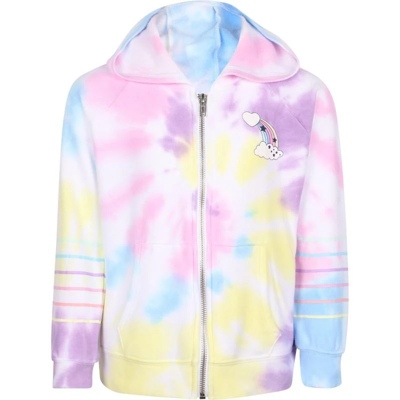 Chaser Rainbow stripe zipped tie dye soft jersey hoodie with kangaroo pockets and sweatpants set 2