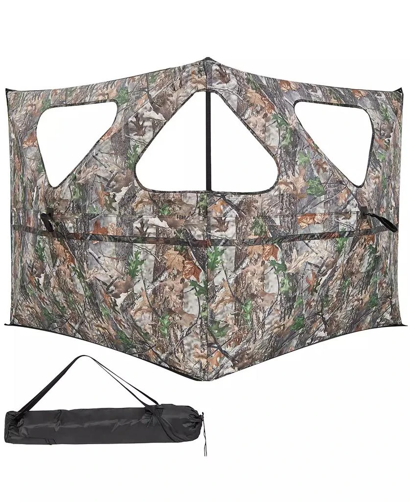 Mecale Pop-Up 2-Panel Ground Blind Fence with 3 Shoot-Through Ports, Hunting Screen