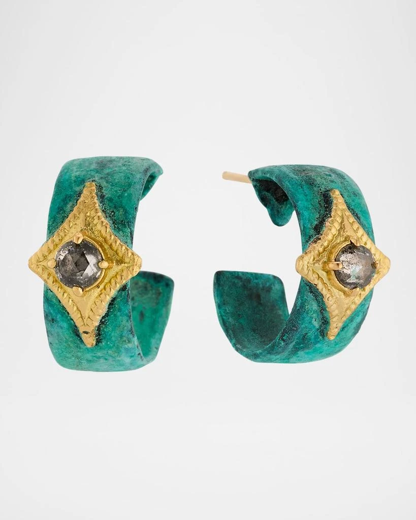 Armenta 18K Yellow Gold and Antiqued Copper Artifact Crivelli Gray Diamond Hoop Earrings 1
