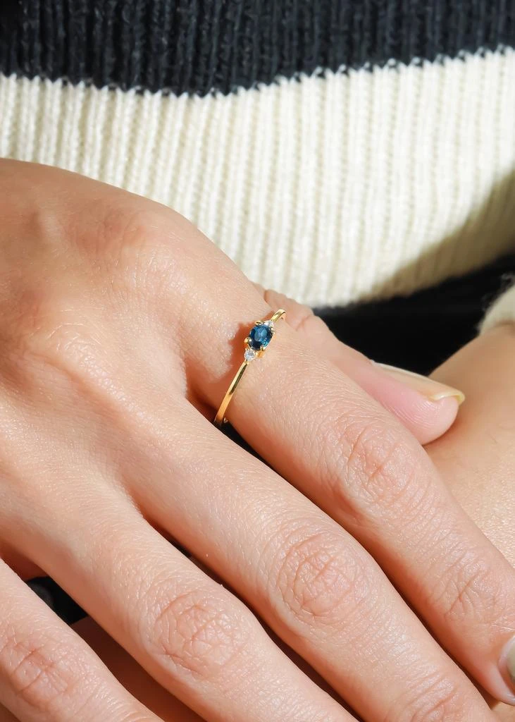 Tiramisu 14K Gold Plated Over 925 Sterling Silver London Blue Topaz Elegant Engagement Ring 2