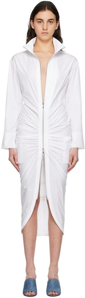 Alaïa White Gathered Midi Dress 1