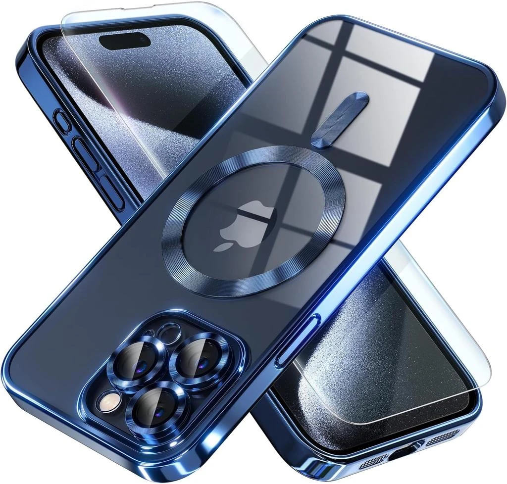 ENTRONIX Entronix Bundle Compatible with iPhone 15 Pro Max - [Magnetic] Luxury Glossy Case 
1 Clear Screen Protector 6