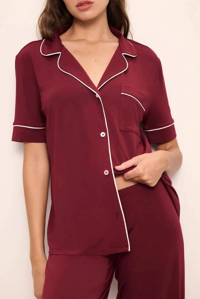 Eberjey Gisele Short Sleeve Pant Pajama Set In Cabernet 2