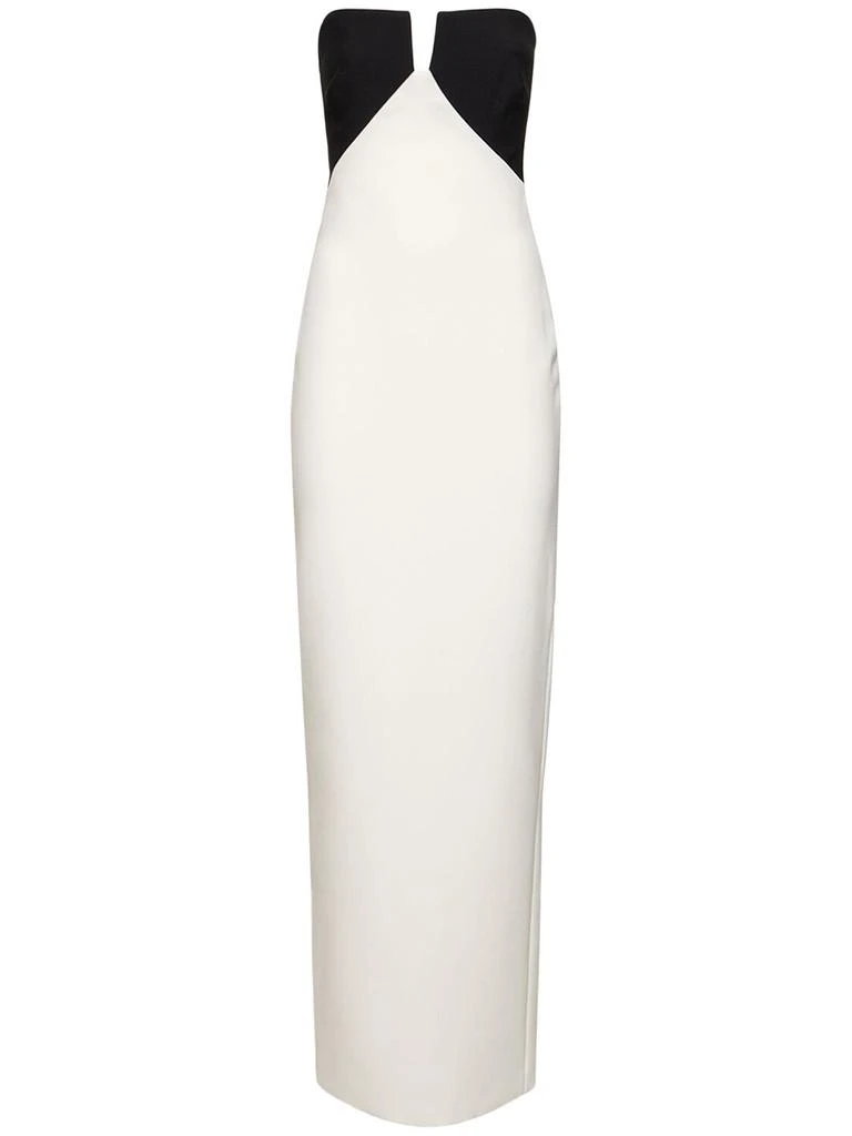 ROLAND MOURET Strapless Crepe Long Dress 1