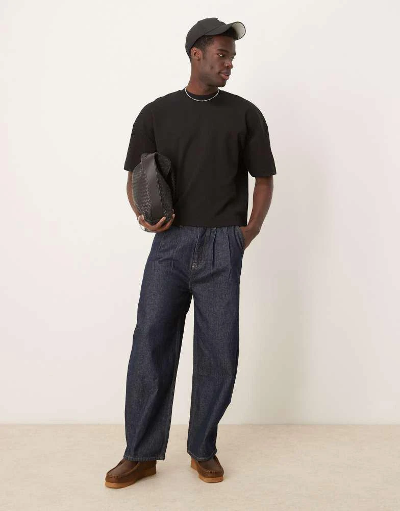 ASOS ASOS DESIGN premium interlock oversized boxy drop shoulder t-shirt in black 2