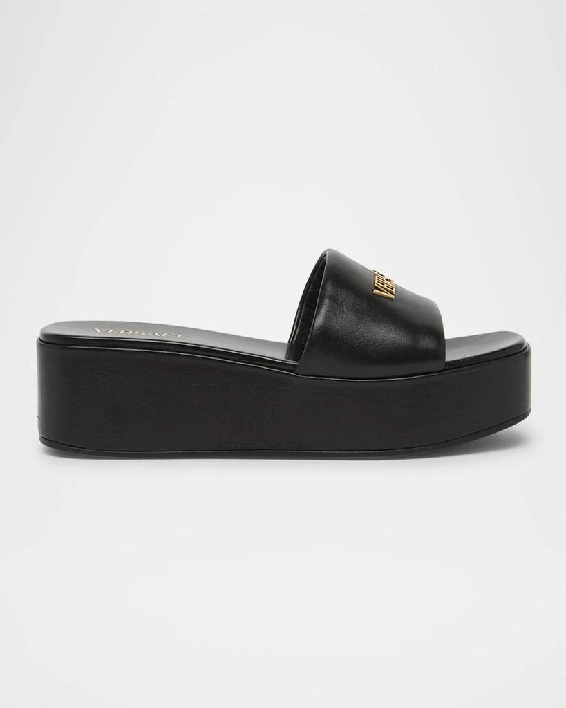 Versace Tag Platform Lambskin Leather Mules 1