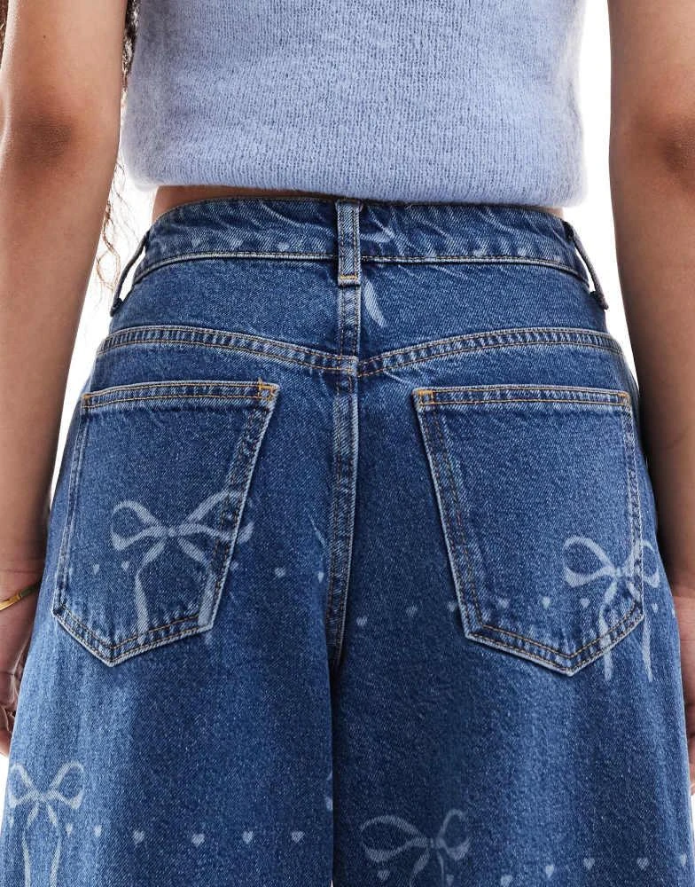 Miss Selfridge Miss Selfridge petite bow print baggy jeans 5