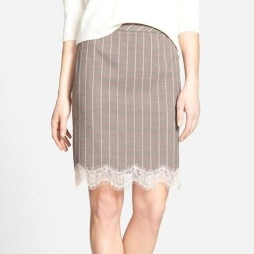 Chelsea28 Chelsea28 - Lace Trim Plaid Pencil Skirt