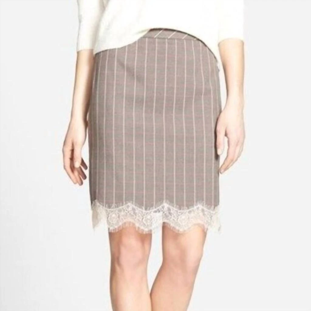 Chelsea28 Chelsea28 - Lace Trim Plaid Pencil Skirt 1