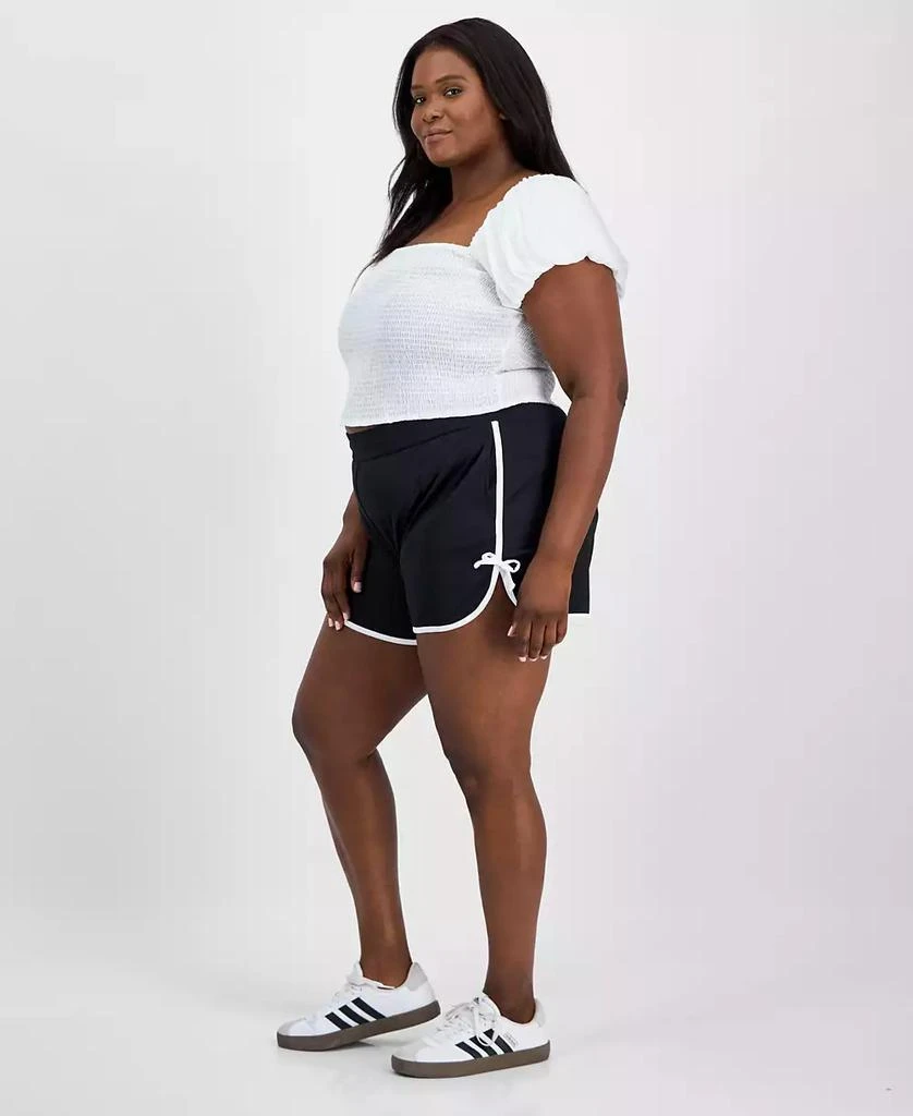 Derek Heart Trendy Plus Size Mid-Rise Dolphin Bow Shorts 1
