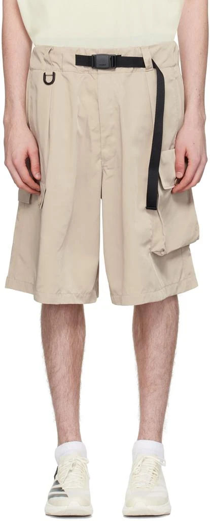 Y-3 Beige Belted Shorts 1