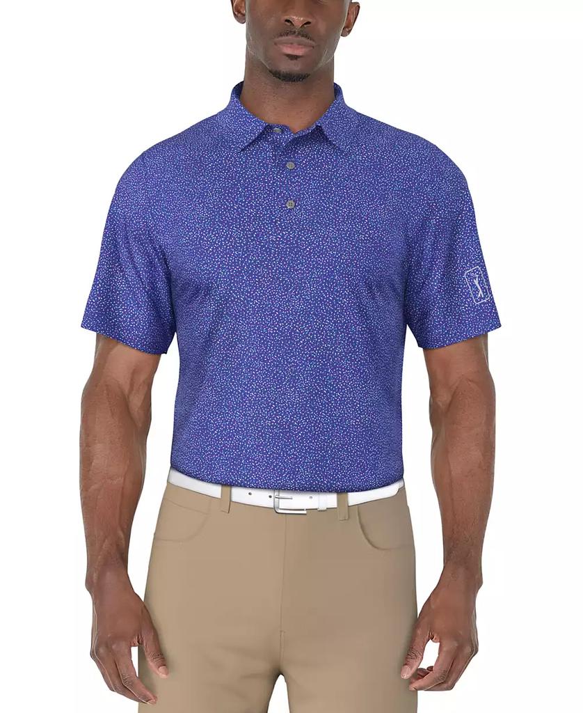 PGA TOUR Men's Short Sleeve Confetti Print Golf Polo Shirt
