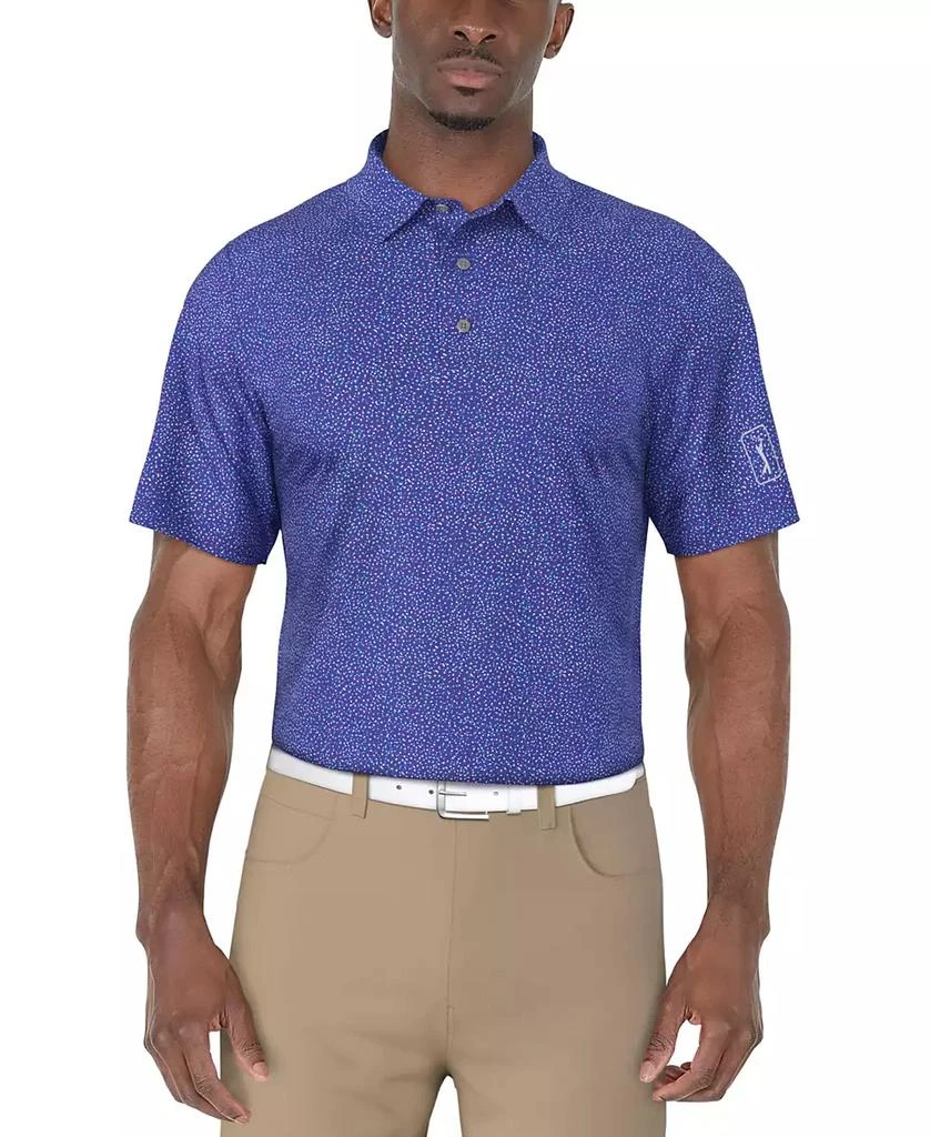 PGA TOUR Men's Short Sleeve Confetti Print Golf Polo Shirt 1