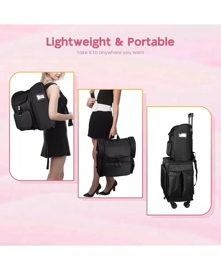 Byootique Rolling Makeup Train Case Soft Sided Travel Cosmetic Organizer Storage with Travel Make Bag Backpack 5