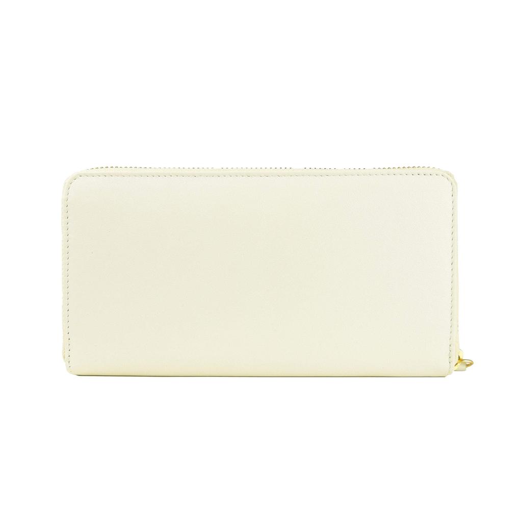 cavalli CLASS White Calf Leather Zip Closure Wallet