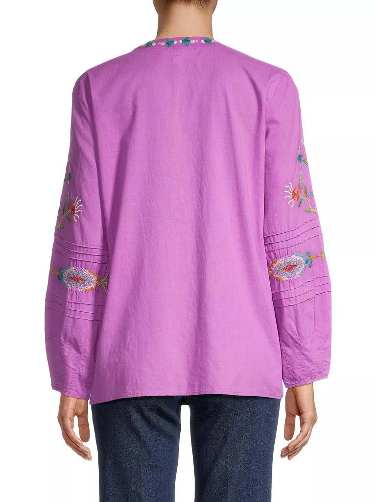 Johnny Was Gabriella Pintuck Embroidered Blouse 5