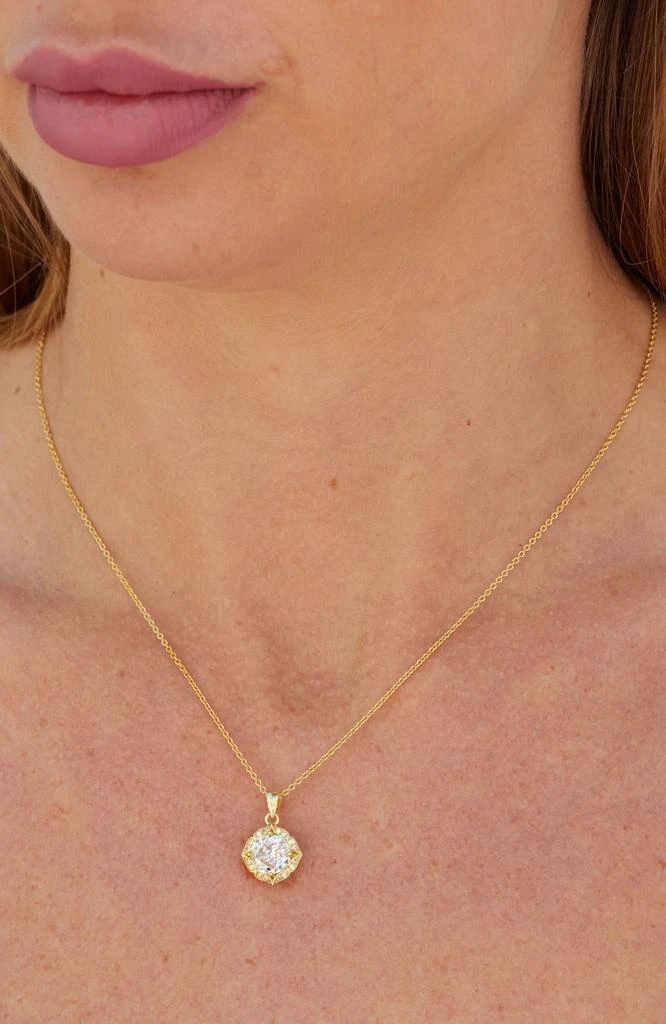 Savvy Cie Jewels 18K GOLD PLATED WHITE CZ PENDANT WITH CHAIN 2