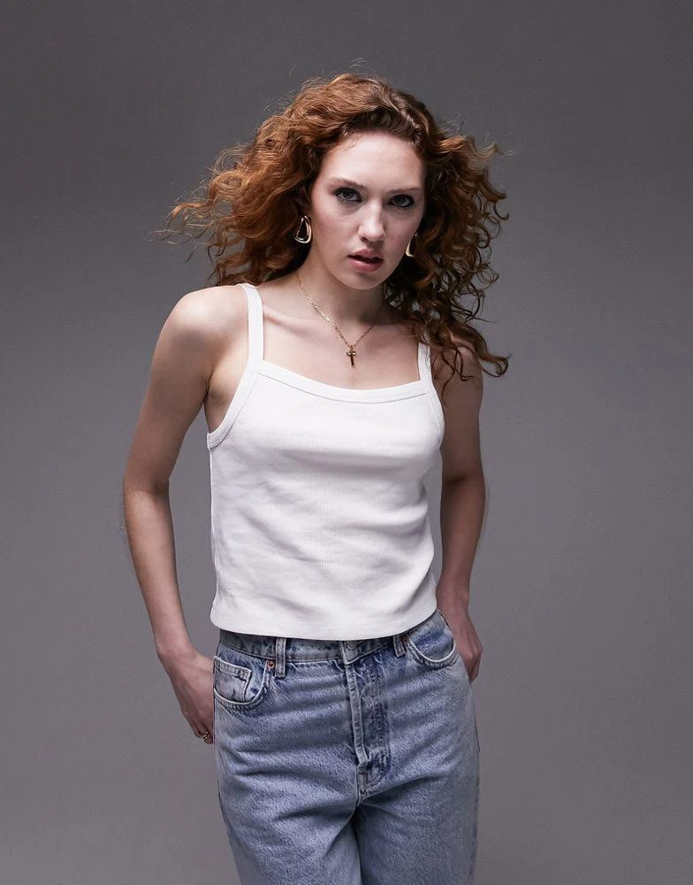 Topshop Topshop rib vest in white 2