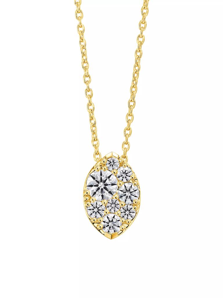 Hearts On Fire Tessa 18K Yellow Gold & 0.23-0.37 TCW Diamond Marquise Cluster Pendant Necklace