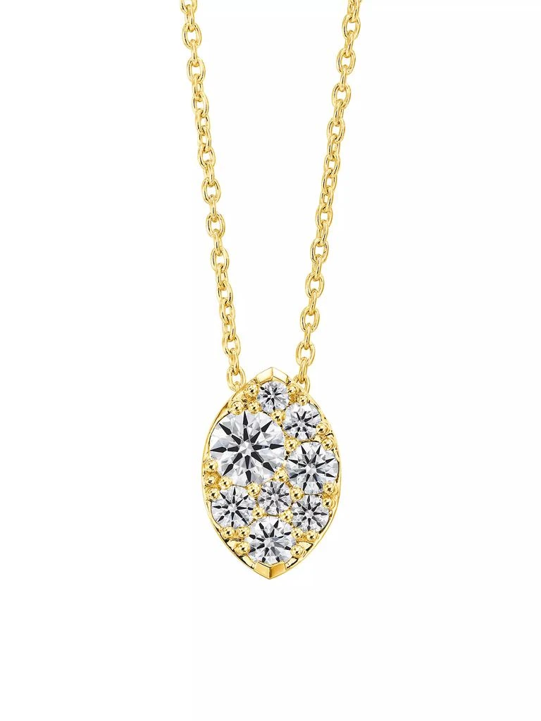 Hearts On Fire Tessa 18K Yellow Gold & 0.23-0.37 TCW Diamond Marquise Cluster Pendant Necklace 1