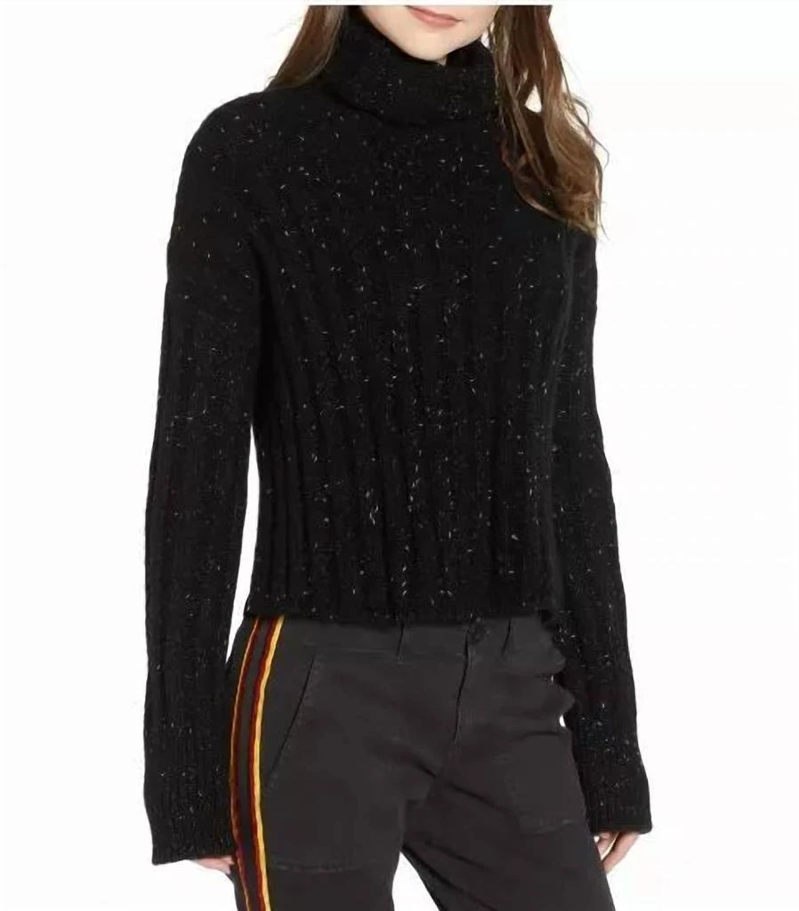 Pam & Gela Pam & Gela - Sweater Side Slit Turtleneck Wool Blend Metallic 3