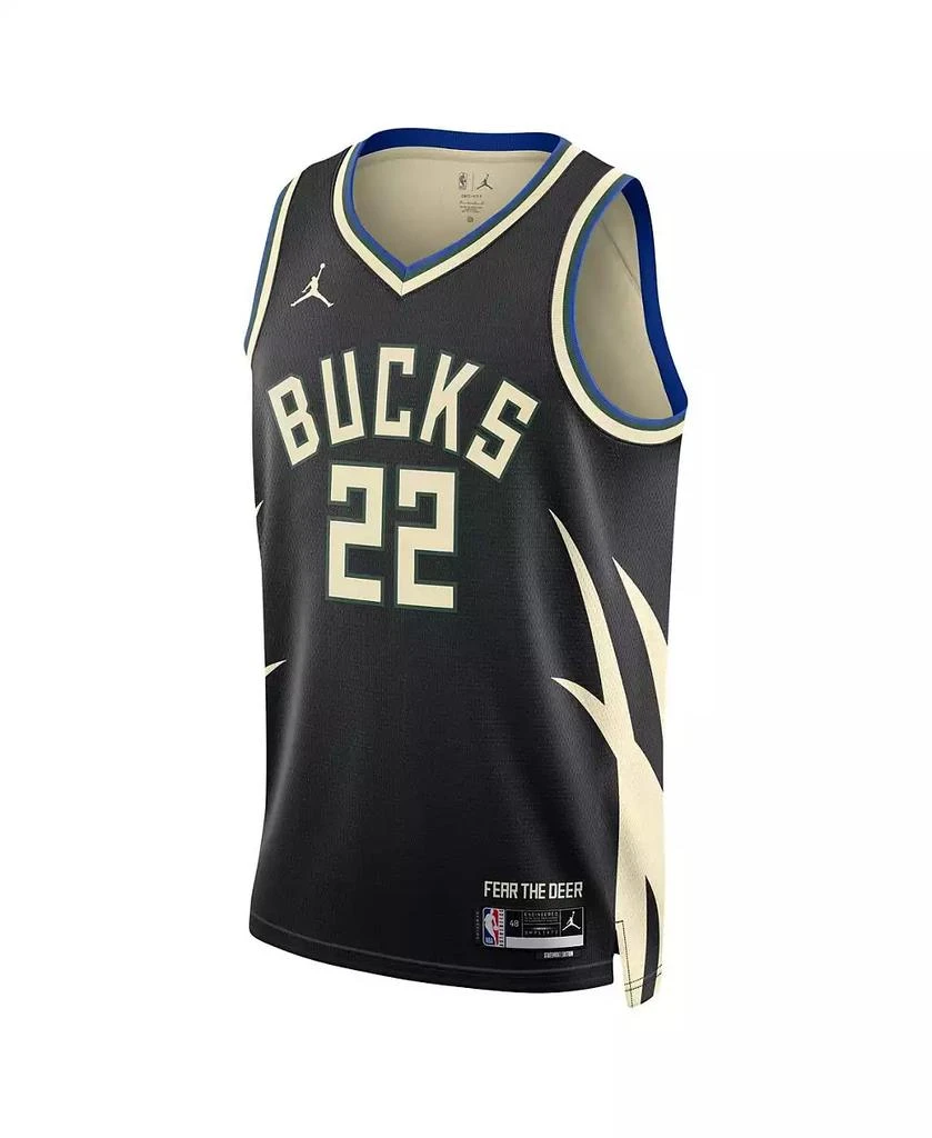 Jordan Men's Khris Middleton Black Milwaukee Bucks Statement Edition Swingman Jersey 3