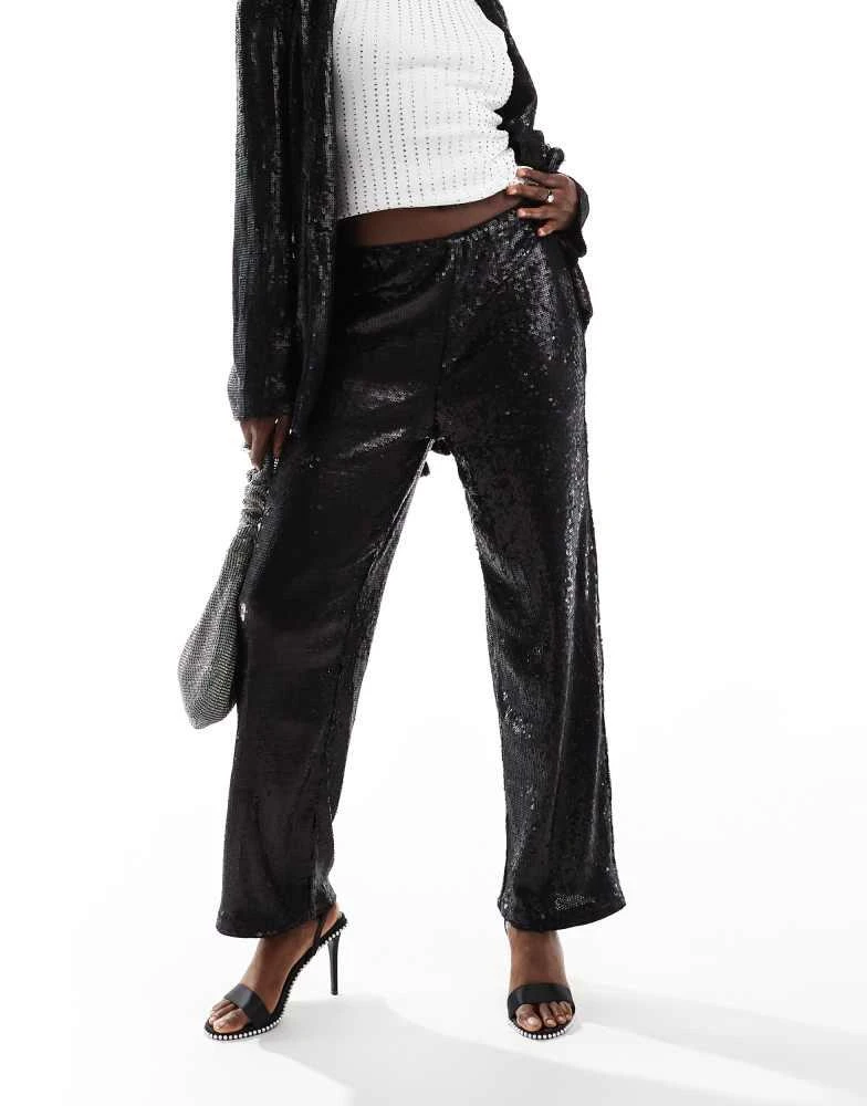 ASOS ASOS DESIGN tailored sequin ankle grazer trousers in black 1