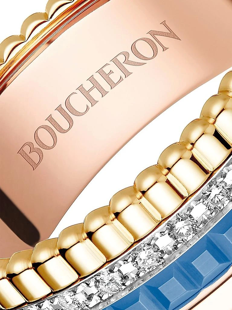 Boucheron Quatre Blue Edition Tri-Tone 18K Gold, HyCeram & 0.24 TCW Diamond Ring 3