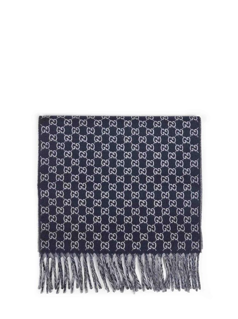 Gucci GUCCI | Dark blue and light grey GG wool and cashmere scarf | Man | PZ
