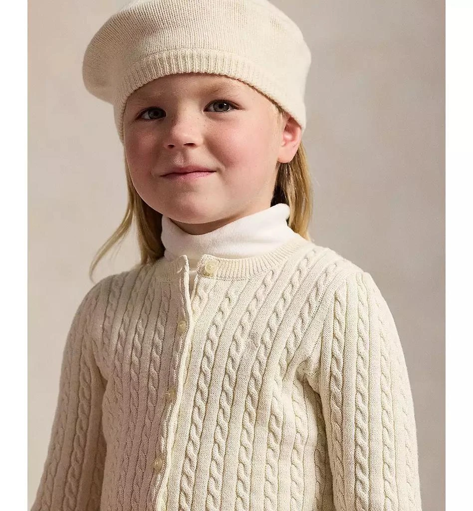 Ralph Lauren Girls 2T-6X Metallic Cable Cotton-Blend Cardigan Sweater 3