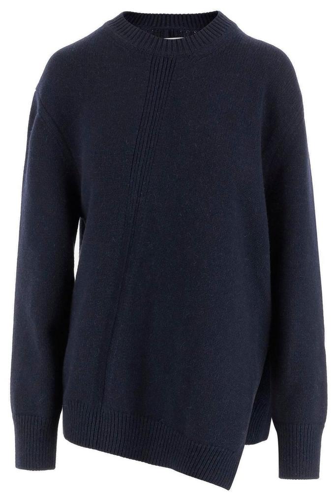Shop Jil Sander Crew Neck Asymmetrical Hem Jumper on Sale at