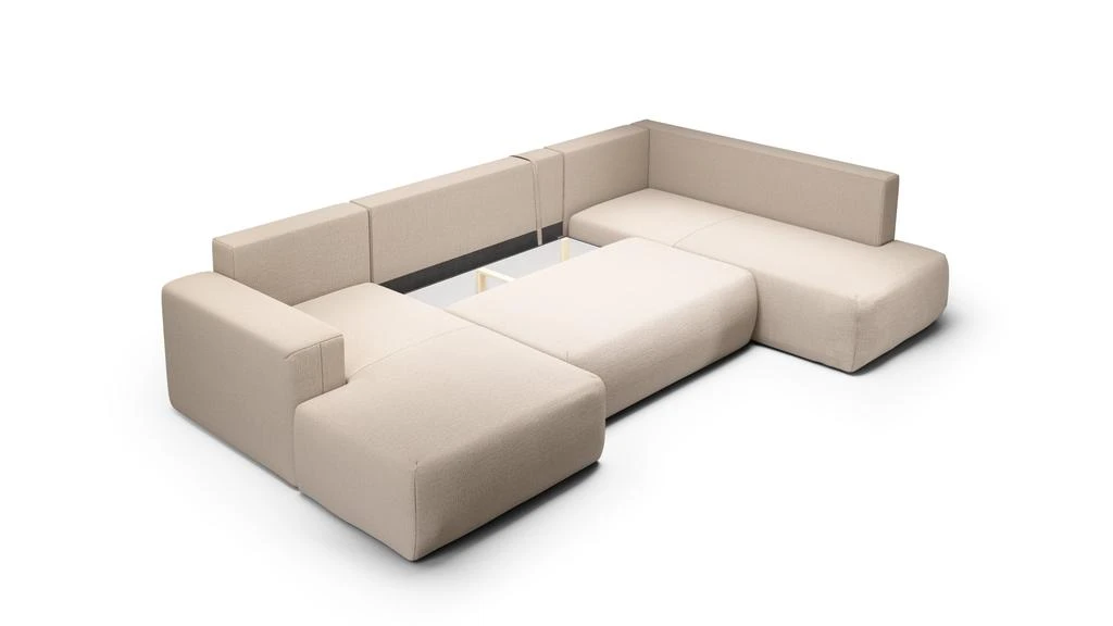 预计3周后发货 Nazar Home Canapé D'Angle Convertible 6 Places - Angle Droit - Nala - Tissu Beige 3