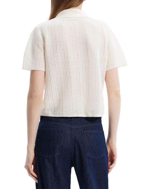 Theory Striped Linen Blend Polo