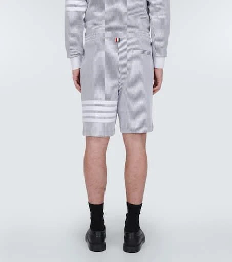 Thom Browne 4-Bar striped seersucker cotton shorts 4