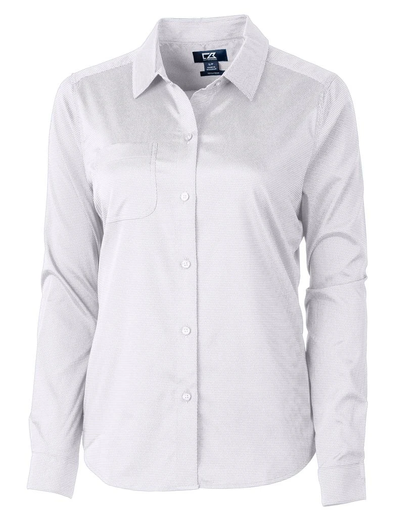 Cutter & Buck Versatech Geo Dobby Stretch Womens Long Sleeve Dress Shirt 6