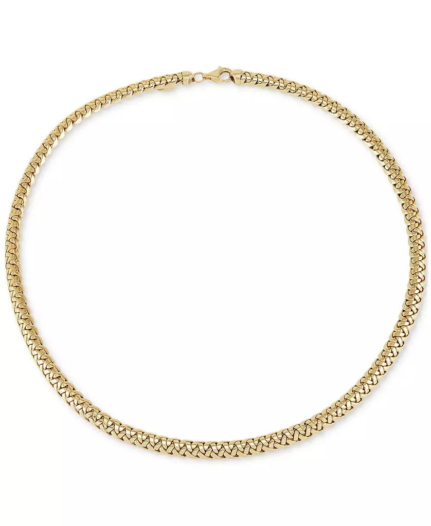 Italian Gold Polished Woven Link 17" Chain Necklace in 14k Gold 1