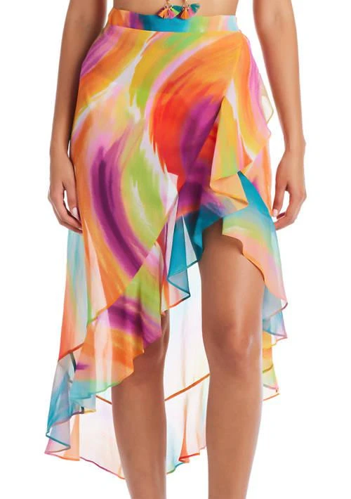 Bleu Rod Beattie Rod Beattie Splash Out Chiffon Ruffle Pareo Swim Cover Up 1
