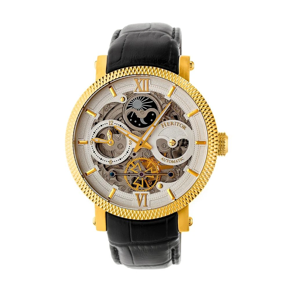 Heritor Automatic Aries Skeleton Leather-Band Watch 4