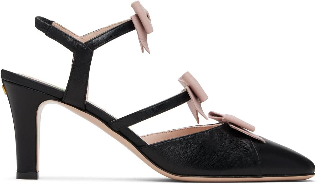 Valentino Black Slingback Leather Bow Heels 1