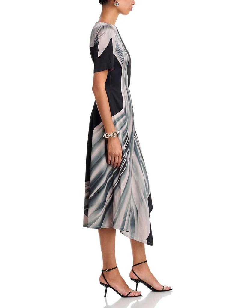 Jason Wu Dancing Pleat Print Short Sleeve Fit and Flare Dress 5