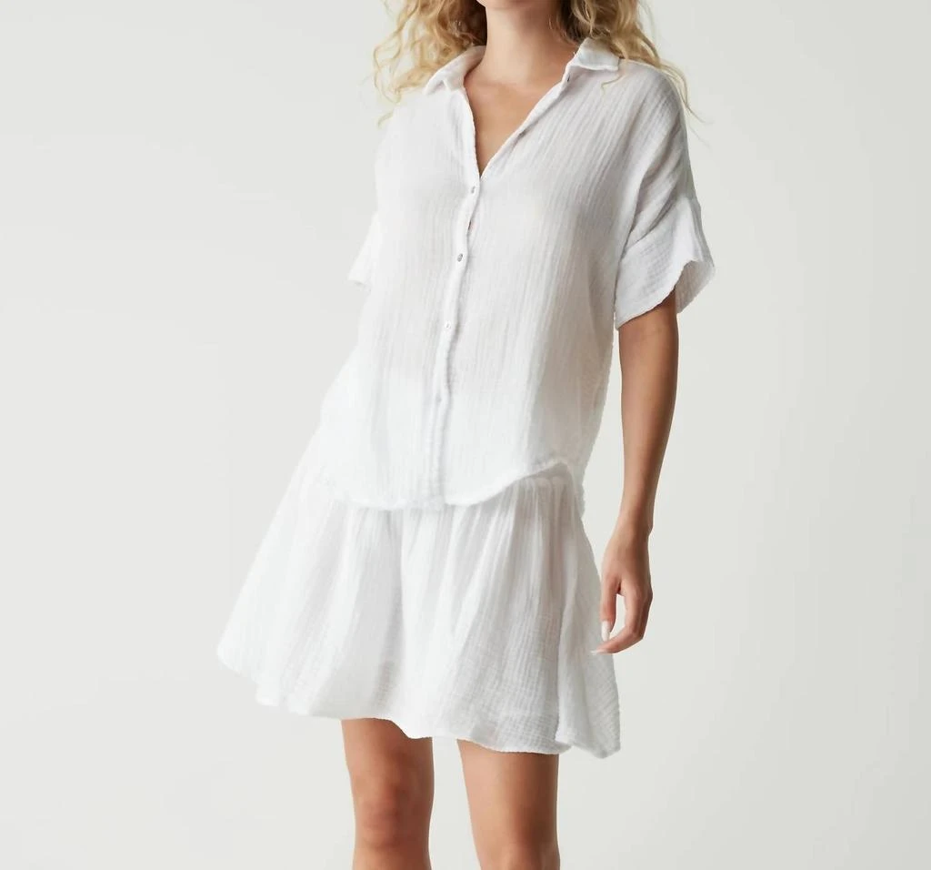 Michael Stars Havana Smocked Gauze Skirt In White 1
