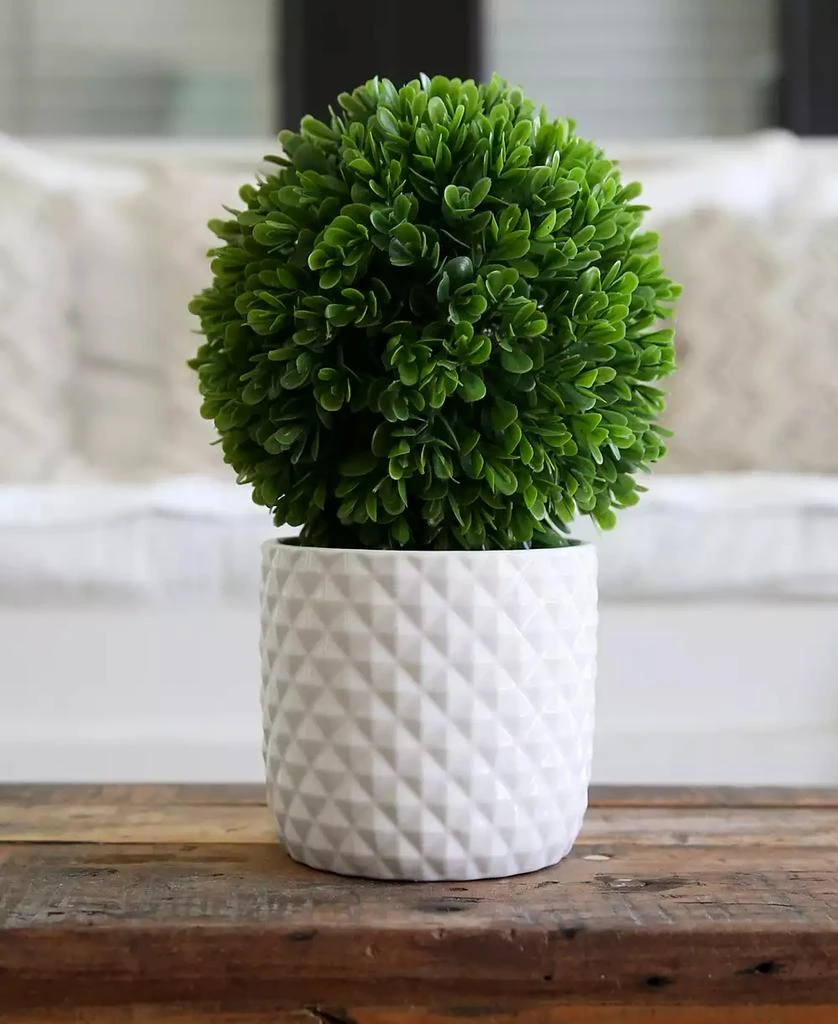 NEARLY NATURAL 10" Artificial Boxwood Topiary Plant with Decorative Planter 2