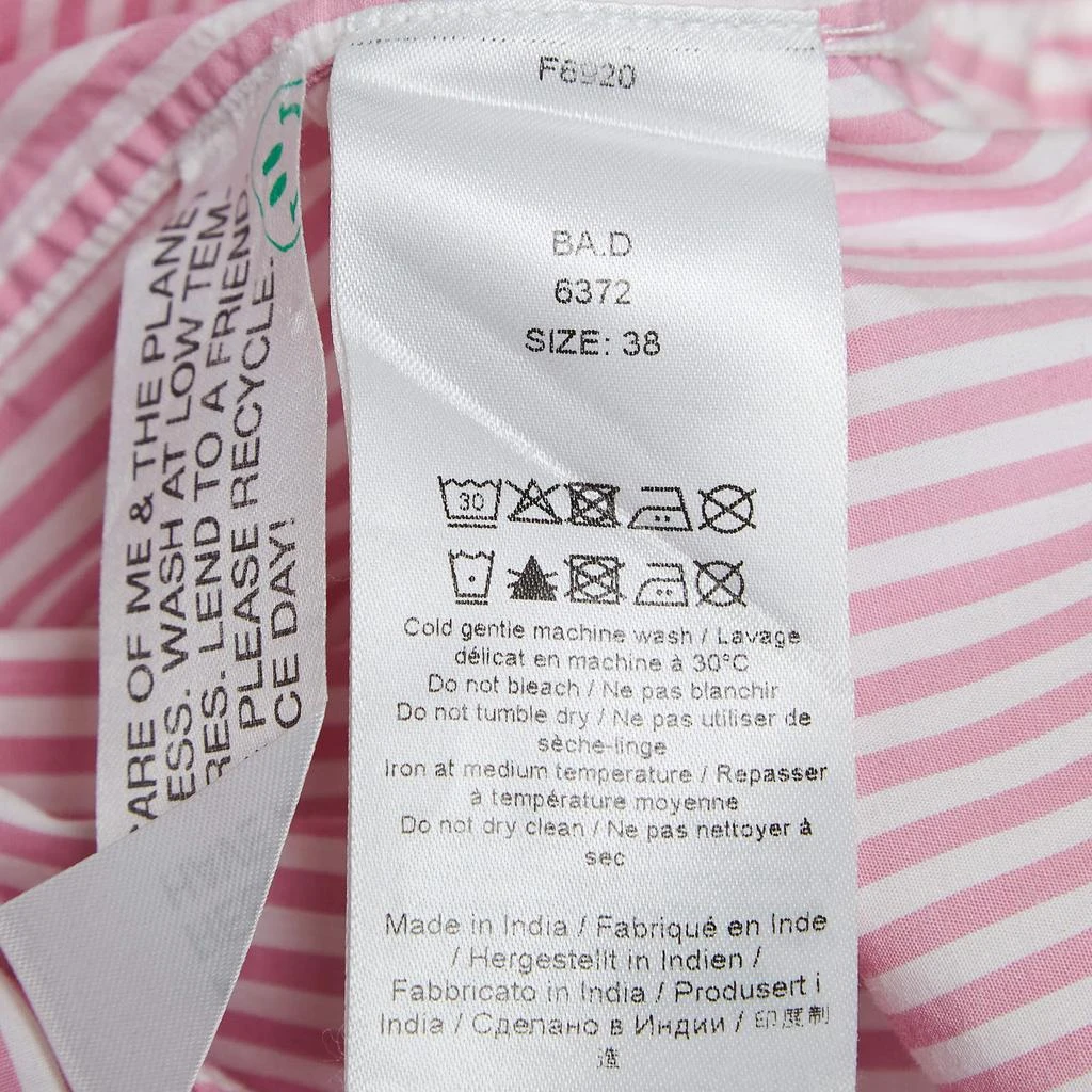 Ganni Ganni Pink/White Stripe Cotton Ruffled Collar Shirt M 7