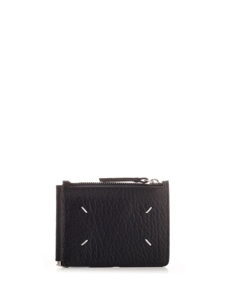 MAISON MARGIELA Rectangular Black Calf Leather Wallet With Distinctive Stitching