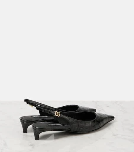 Dolce 
Gabbana Croc-effect patent leather slingback pumps 2