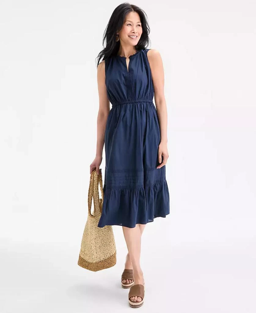 Style & Co Women's Cotton Sleeveless Lace-Mix Midi Dress, Exclusively at Macy's 1